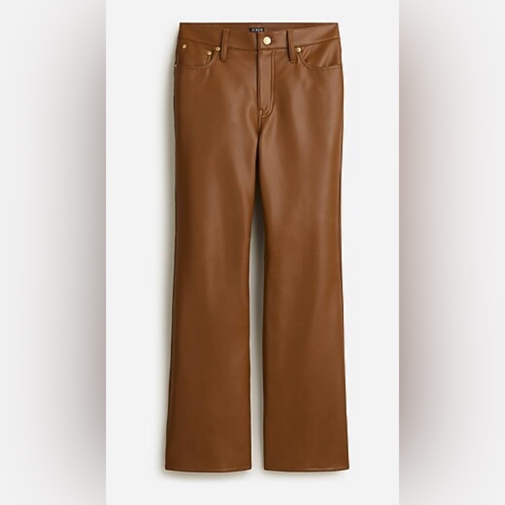 J. Crew Rich Coffee Brown Faux Leather Trousers